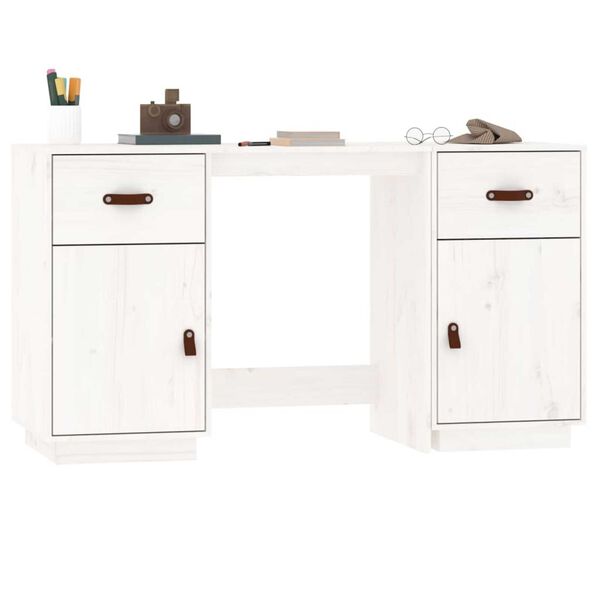 vidaXL Ντουλάπι Γραφείου Καφέ Λευκό 135x50x75εκ. από Μασίφ Ξύλο Πεύκου