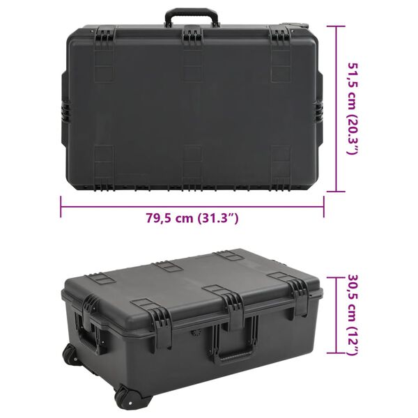 vidaXL Θήκη Πτήσης Φορητή Μαύρη 79,5x51,5x30,5 εκ. από Πολυπροπυλένιο