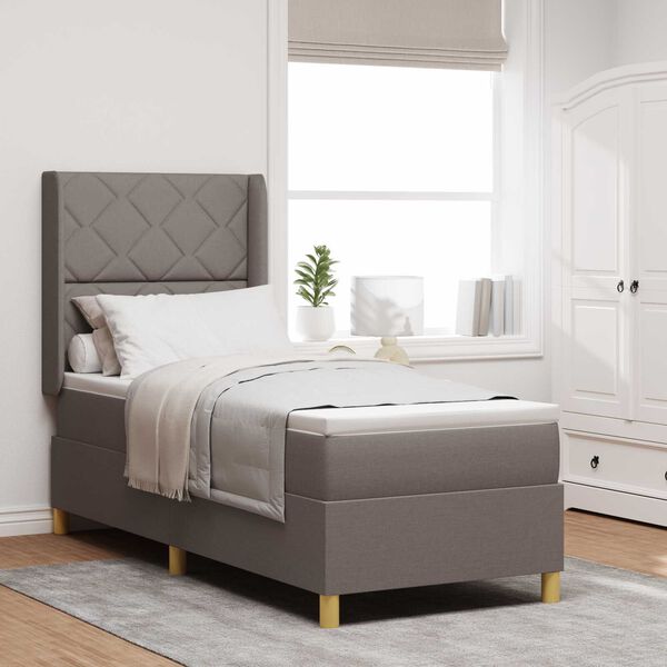 κρεβάτι Box Spring με στρώμα & LED taupe 80x200 εκ. ύφασμα