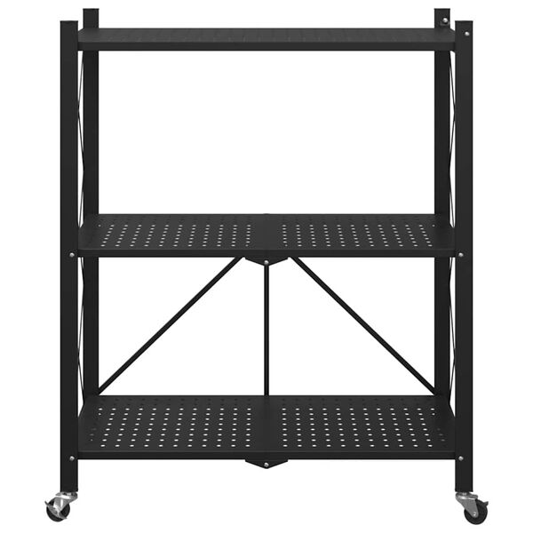 vidaXL Ράφι αποθήκευσης σε ρόδες Μαύρο 71x34x88 cm Ατσάλι