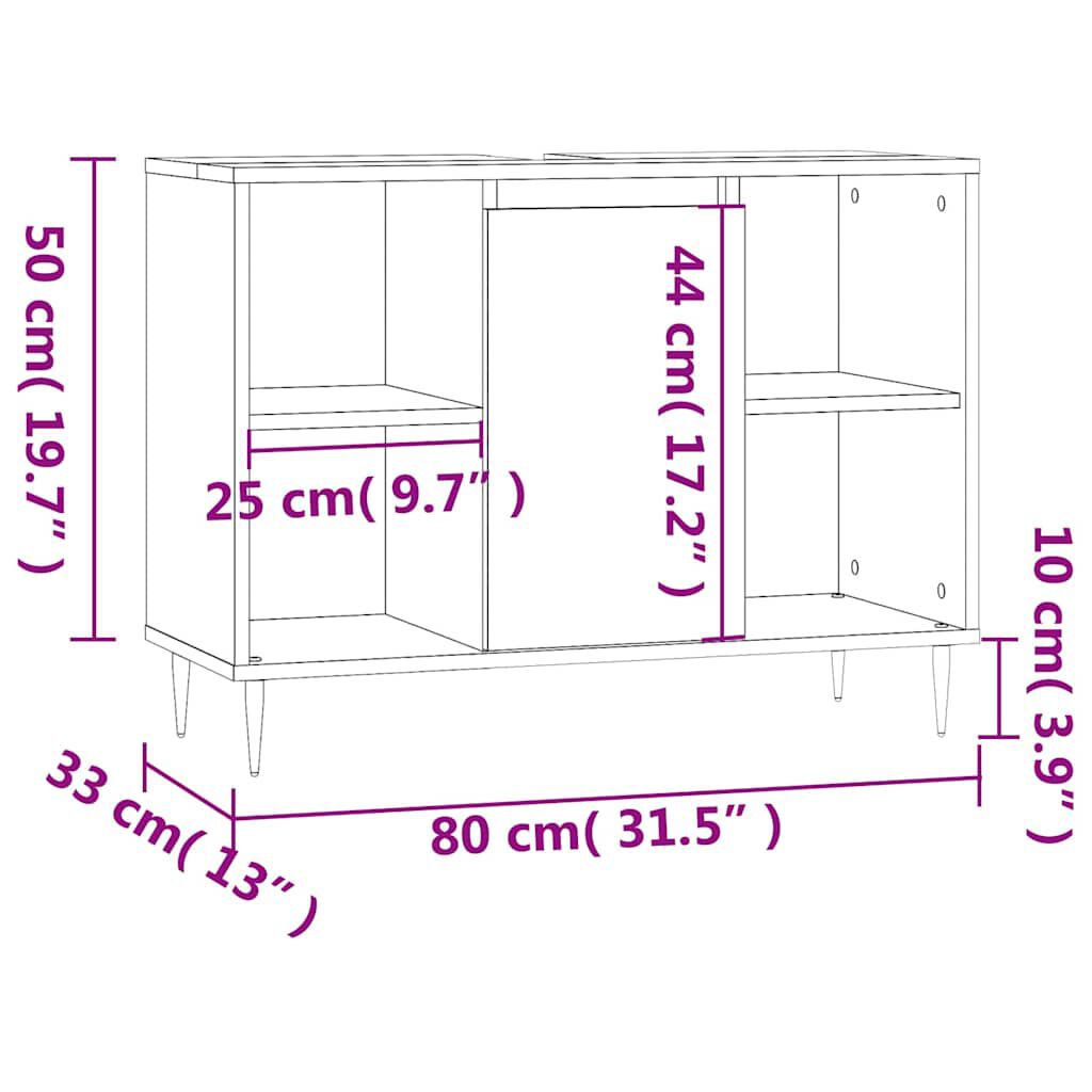 vidaXL Ντουλάπι Μπάνιου Γκρι Σκυροδέματος 80x33x60 εκ. Επεξ. Ξύλο