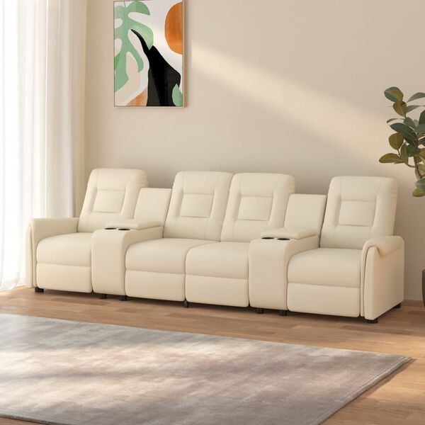 vidaXL Πολυθρόνα Μασάζ Τετραθέσια με Ποτηροθήκη Ανακλινόμενη Κρεμ