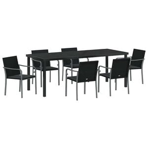 vidaXL &Sigma;έ&tau; &phi;&alpha;&gamma;&eta;&tau;&omicron;ύ &gamma;&iota;&alpha; &kappa;ή&pi;&omicron; 7 pcs &Mu;&alpha;ύ&rho;&omicron; &kappa;&alpha;&iota; &Gamma;&kappa;&rho;&iota; &Rho;ά&tau;&alpha; PE