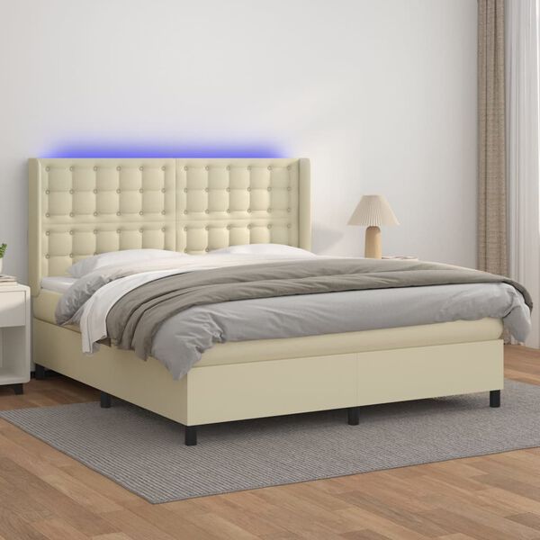 vidaXL &Kappa;&rho;&epsilon;&beta;ά&tau;&iota; Boxspring &mu;&epsilon; &Sigma;&tau;&rho;ώ&mu;&alpha; & LED &Kappa;&rho;&epsilon;&mu; 180x200 &epsilon;&kappa;. &Sigma;&upsilon;&nu;&theta;. &Delta;έ&rho;&mu;&alpha;