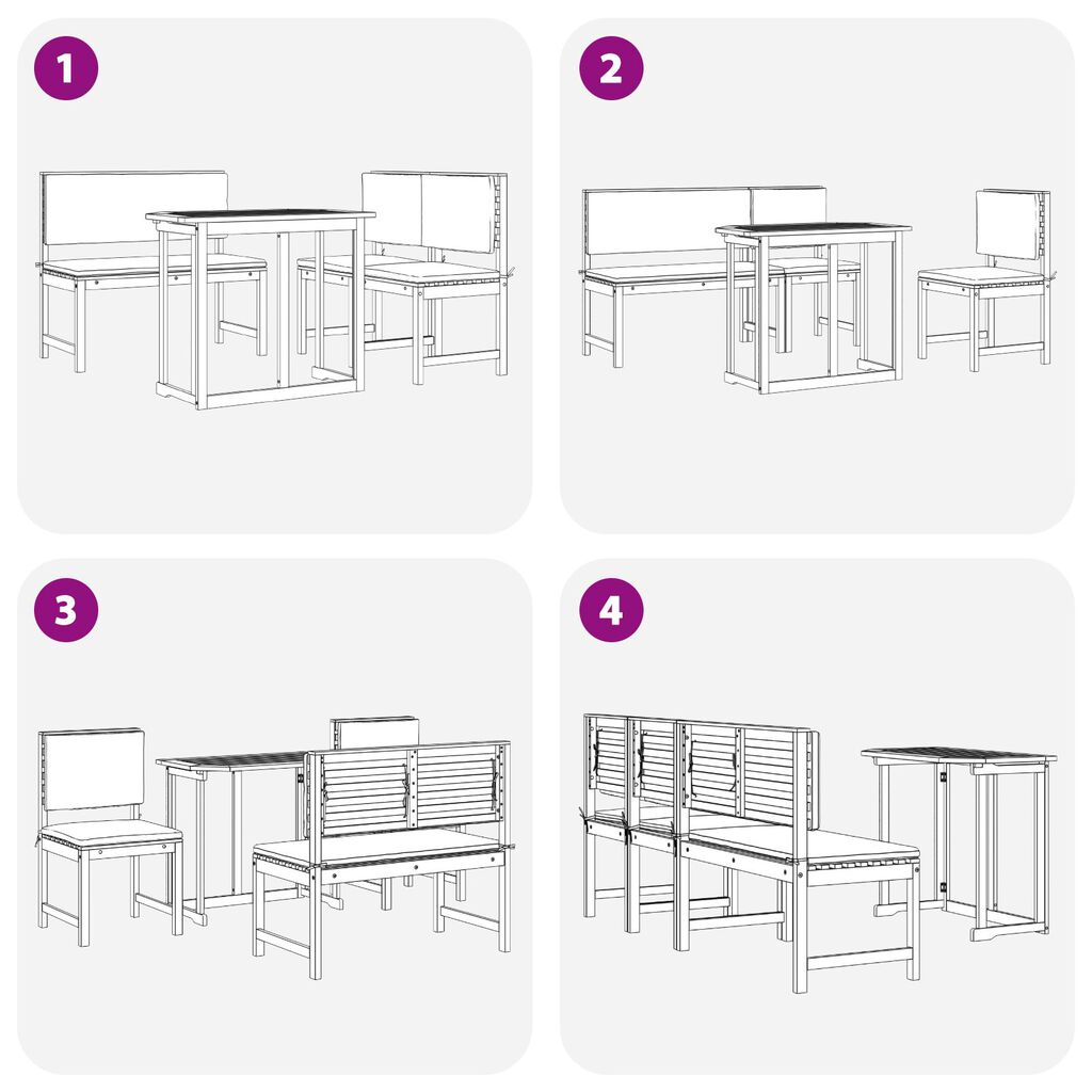 vidaXL 4 Piece Garden Dining Set Solid Wood Acacia
