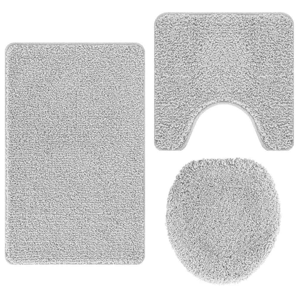 vidaXL Πατάκι μπάνιου 3 pcs Γκρι 50 x 50 cm Πολυπροπυλένιο