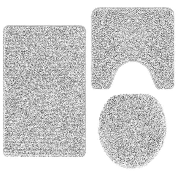 vidaXL Πατάκι μπάνιου 3 pcs Γκρι 50 x 50 cm Πολυπροπυλένιο