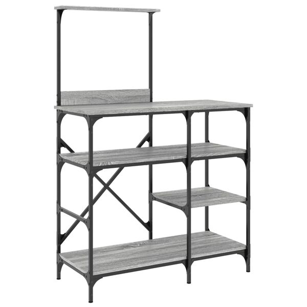 vidaXL Ραφιέρα Κουζίνας Γκρι Sonoma 90x40x132 εκ. Επεξ. Ξύλο/Μέταλλο