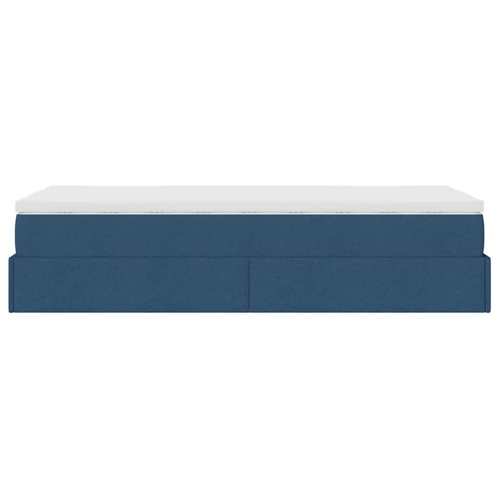 vidaXL Οθωμανικό κρεβάτι με στρώμα μπλε 90x200cm ύφασμα