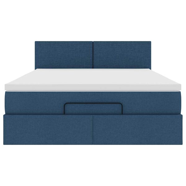 vidaXL Οθωμανικό κρεβάτι με στρώμα μπλε 140x200cm ύφασμα