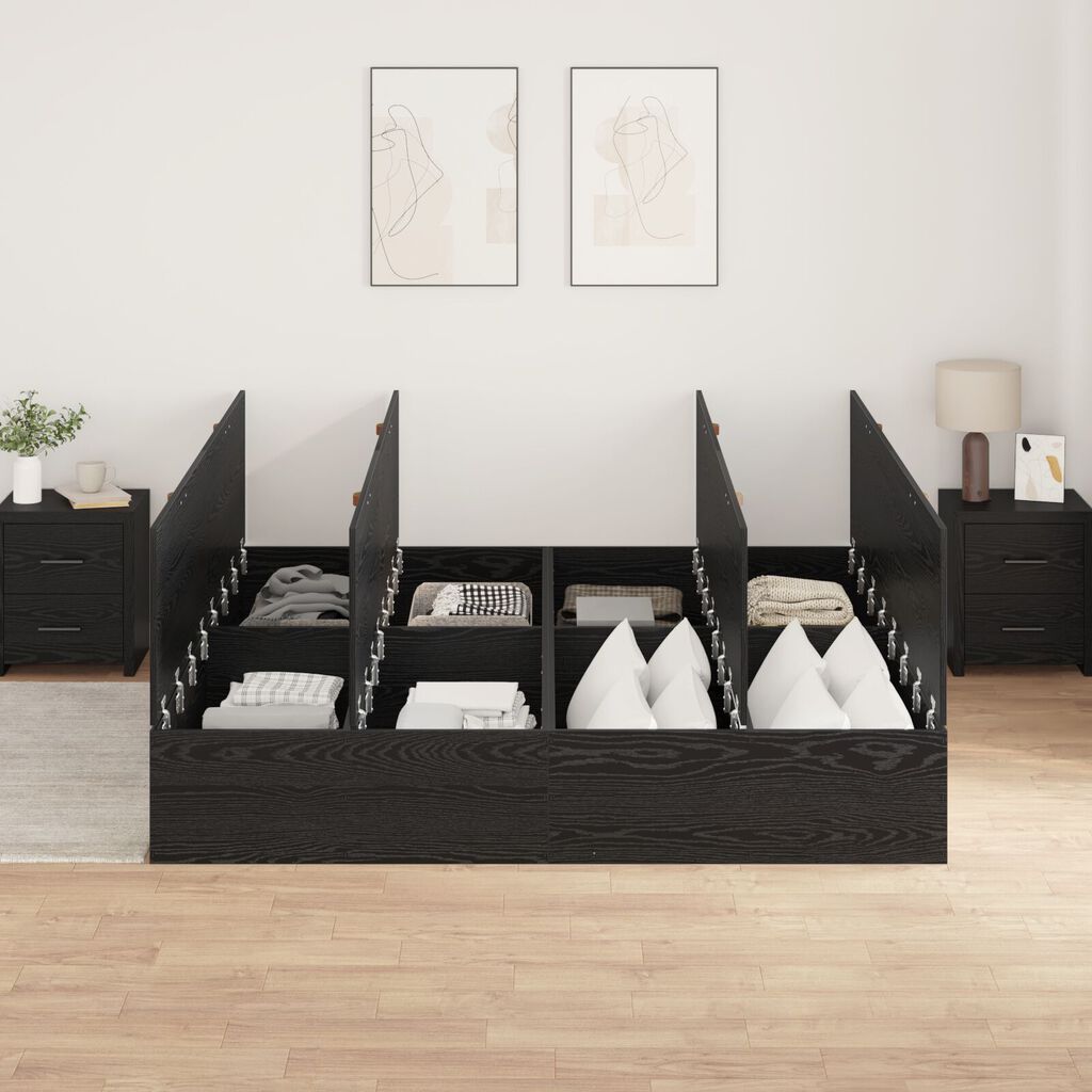 vidaXL Κρεβάτι Αποθήκευσης Μαύρος Δρυς 180x200 εκ
