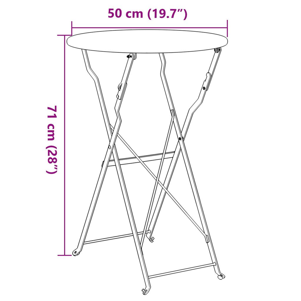vidaXL Τραπέζι Bistro Πτυσσόμενο Μουσταρδί Ø50x71 εκ. Κατασκευασμένο από Ατσάλι με επιστρώσεις σκόνης