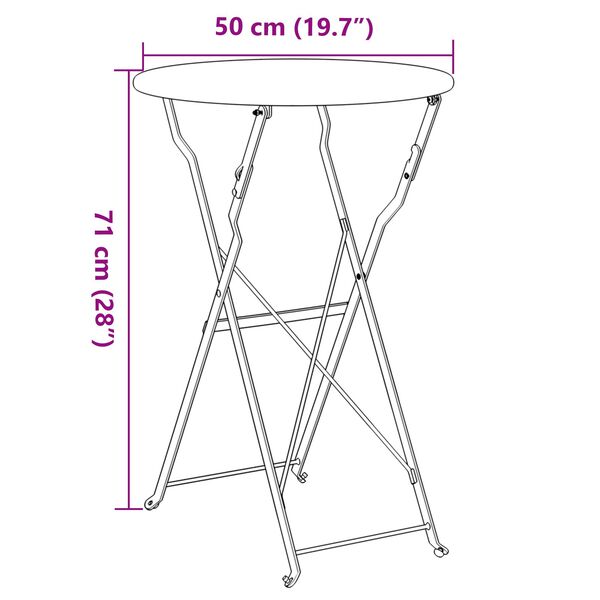 vidaXL Τραπέζι Bistro Πτυσσόμενο Μουσταρδί Ø50x71 εκ. Κατασκευασμένο από Ατσάλι με επιστρώσεις σκόνης