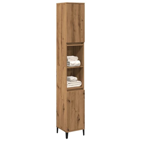 vidaXL Ντουλάπι μπάνιου Δρυς τεχνίτης 30x30x190 cm Κατασκευασμένο ξύλο