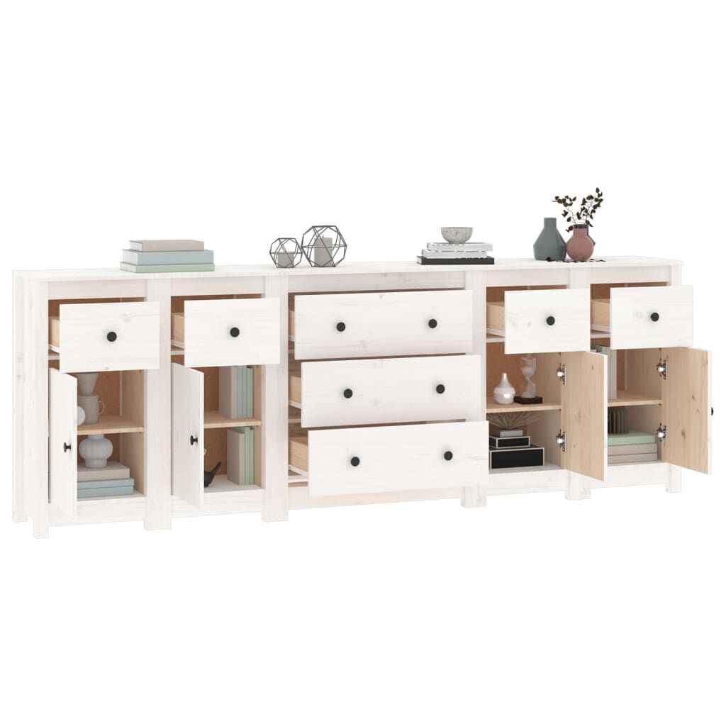 vidaXL Ντουλάπι Λευκό 230 x 35 x 80 εκ. από Μασίφ Ξύλο Πεύκου