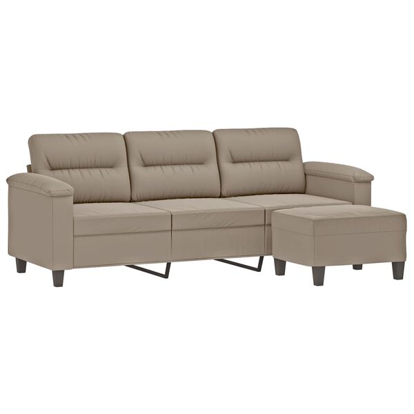 vidaXL Καναπές Τριθέσιος Taupe 180 εκ. από Μικροΐνες με Υποπόδιο