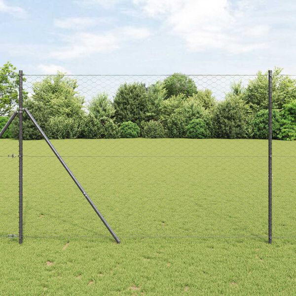 vidaXL Φράχτης με Στήλες. Γκρι 1.5 x 10 m Ατσάλι με επικάλυψη PVC