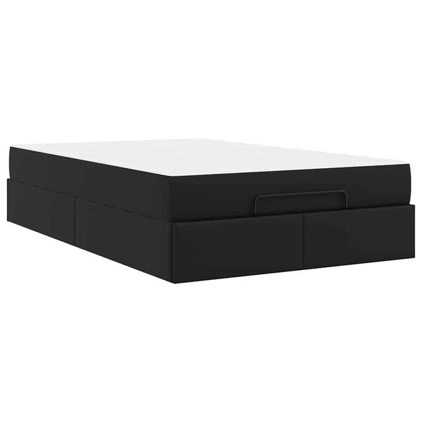 vidaXL Σκελετός κρεβατιού με στρώμα Μαύρο 120 x 190 cm Τεχνητό δέρμα