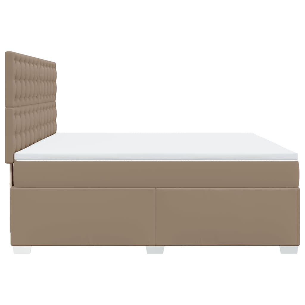 vidaXL Κρεβάτι Boxspring με Στρώμα Καπουτσίνο 200x200εκ.από Συνθ.Δέρμα