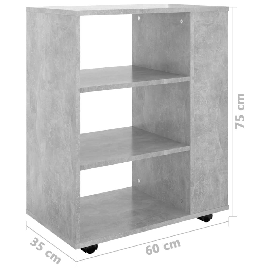 vidaXL Ντουλάπι Τροχήλατο Γκρι Σκυρ. 60 x 35 x 75 εκ. από Επεξ. Ξύλο