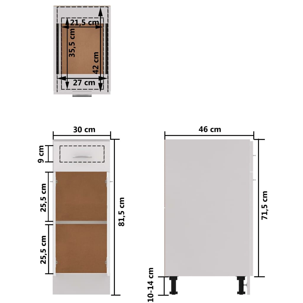 vidaXL Ντουλάπι με Συρτάρι Lyon Γυαλιστερό Λευκό 30x46x81,5εκ.