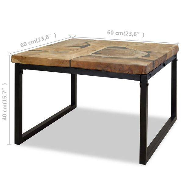 vidaXL Τραπεζάκι Σαλονιού 60 x 60 x 40 εκ. από Ξύλο Teak και Ρητίνη