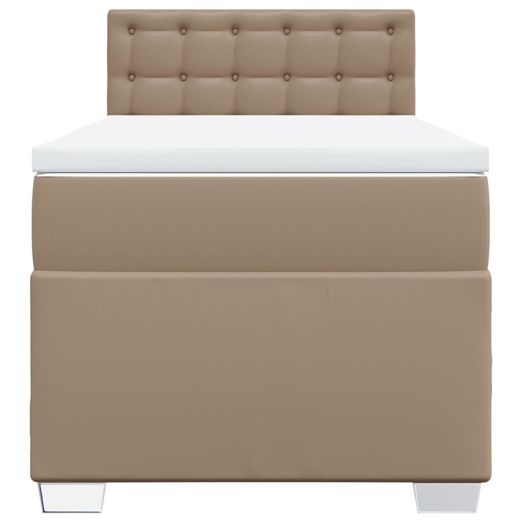 vidaXL Κρεβάτι Boxspring με Στρώμα Καπουτσίνο 90x190εκ.από Συνθ. Δέρμα