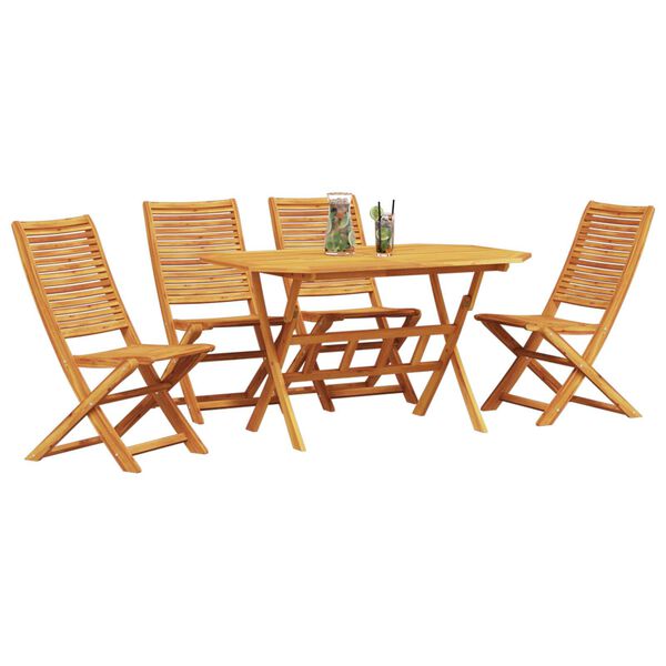 vidaXL Σέτ φαγητού για κήπο 5 pcs Καφέ Μασίφ ξύλο ακακίας