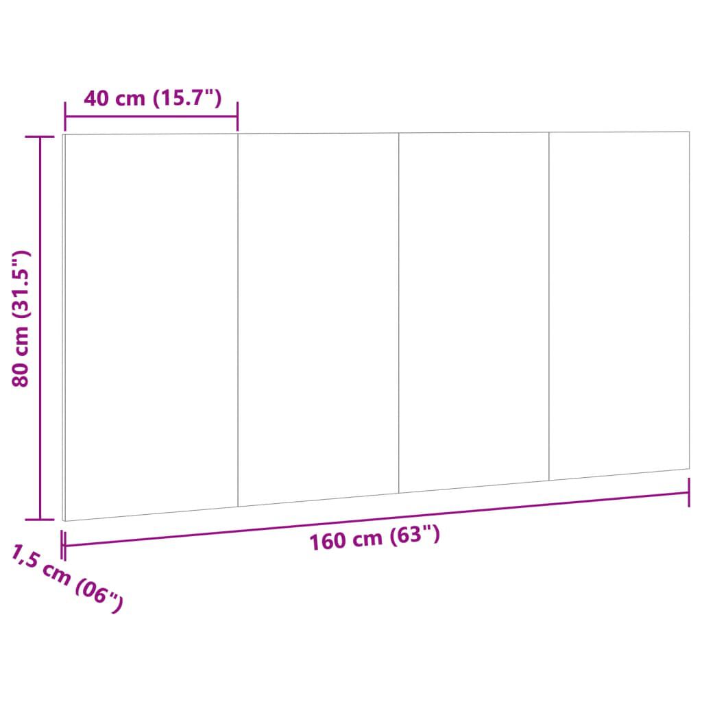 vidaXL Κεφαλάρι κρεβατιού Δρυς τεχνίτης 160x1,5x80 cm