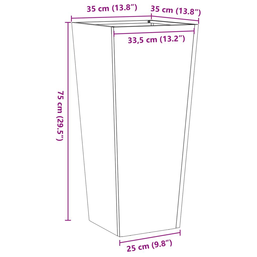 vidaXL Ζαρντινιέρες Κήπου 2 τεμ. Λευκό 35x35x75 εκ από Ατσάλι