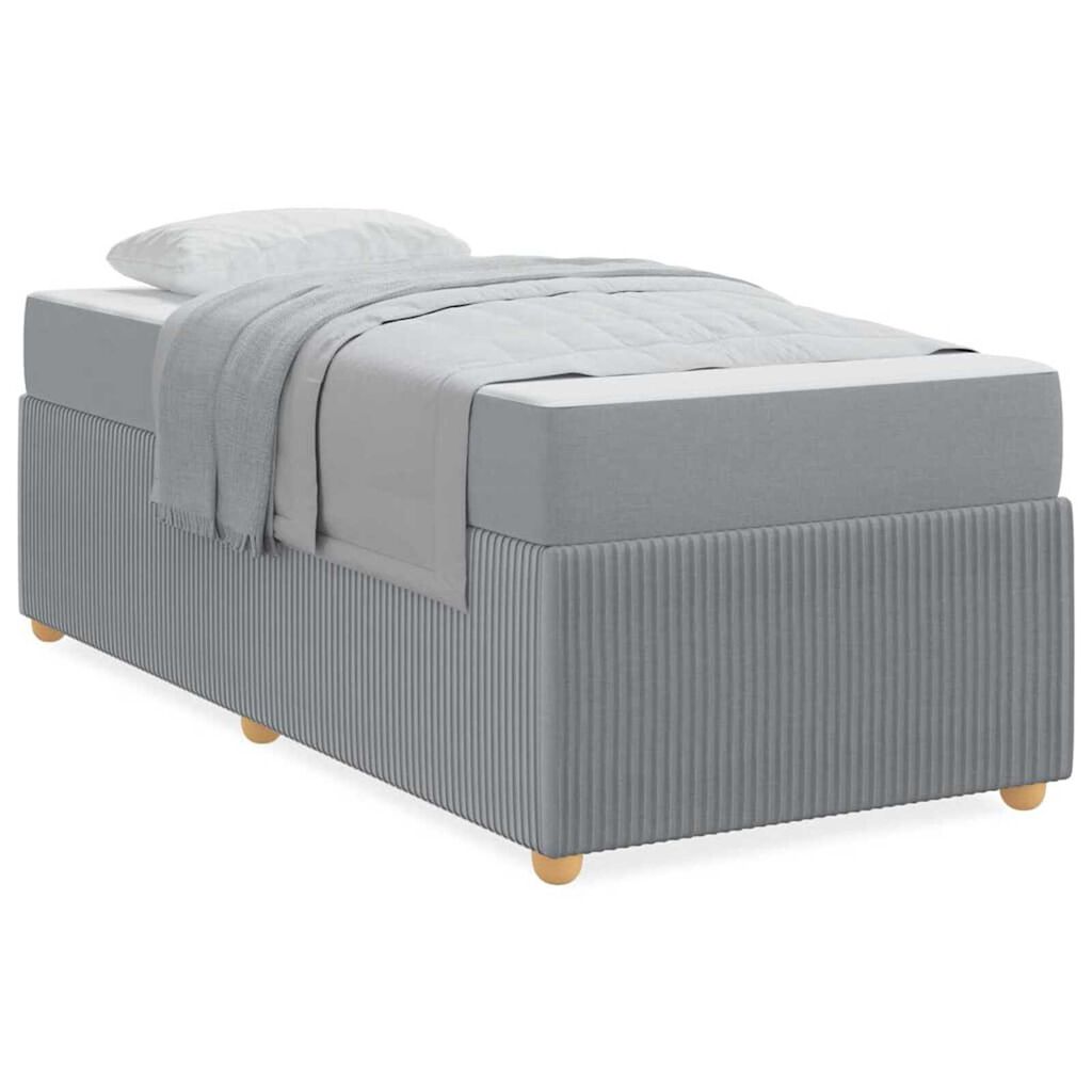 vidaXL Σκελετός Κρεβατιού Άλλο Ανοιχτό γκρι 90 x 190 cm ύφασμα