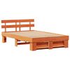 vidaXL Σκελετός Κρεβατιού Καφέ 135 x 190 cm Μασίφ ξύλο πεύκου