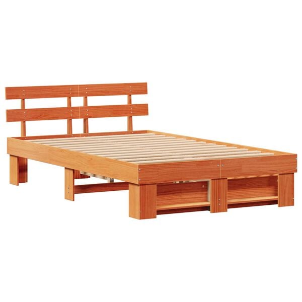 vidaXL Κρεβάτι με Συρτάρια - Καφέ 135 x 190 εκ. Πέτρα Πεύκο