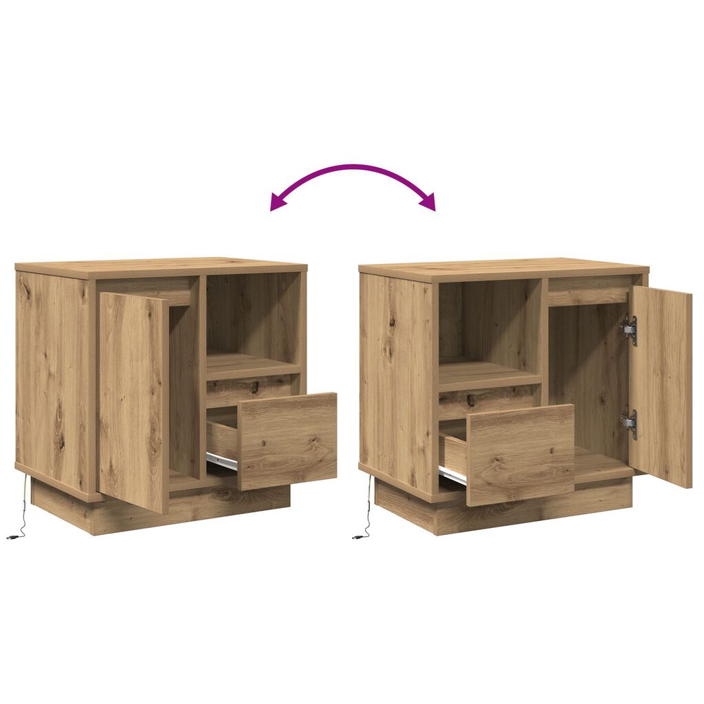 vidaXL Κομοδίνο με LED Artisan Oak 50x34,5x50 εκ.