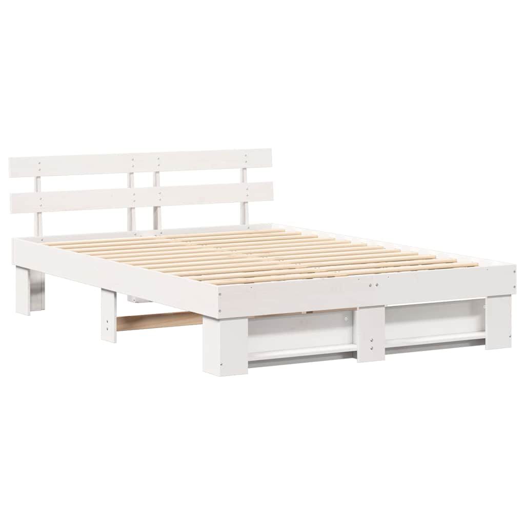 vidaXL Σκελετός Κρεβατιού Λευκό 140 x 200 cm Μασίφ ξύλο πεύκου