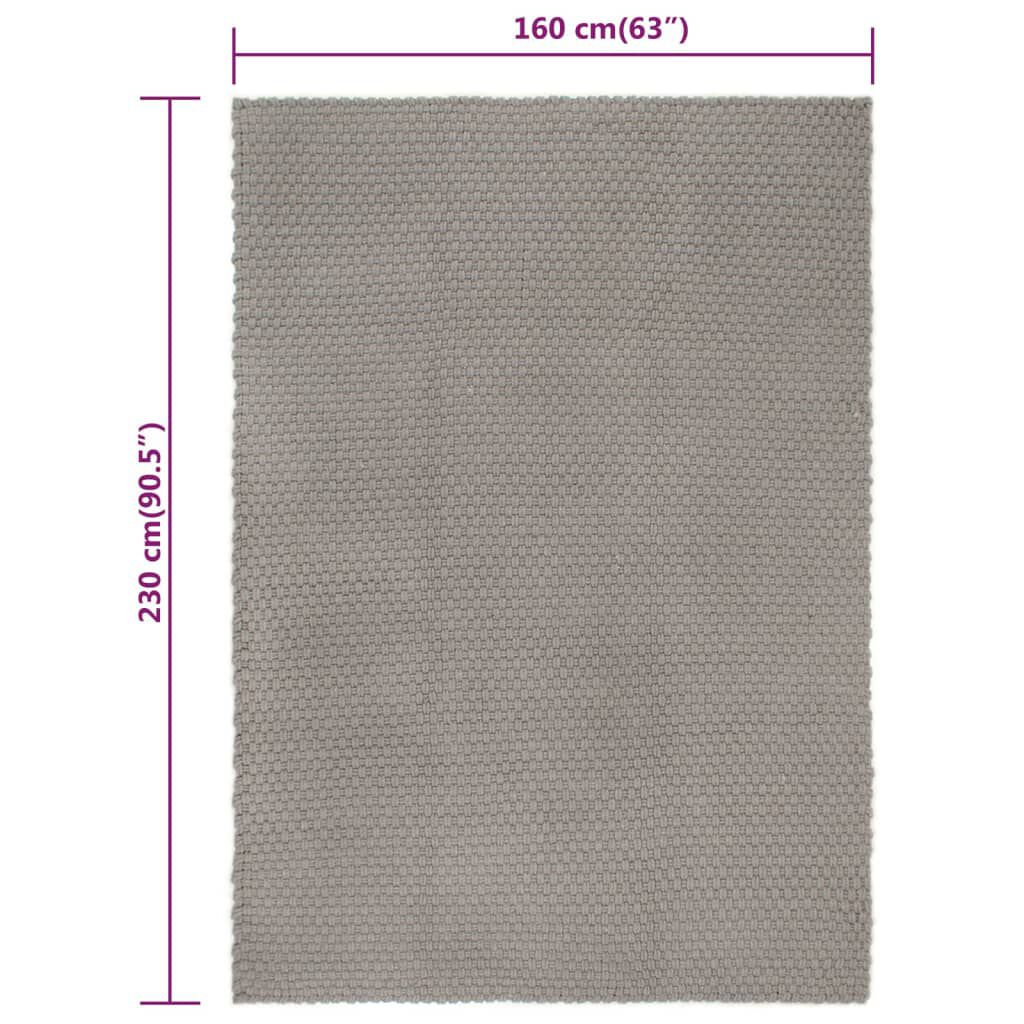 vidaXL Χαλί Ορθογώνιο Γκρι 160x230 εκ. από Βαμβάκι