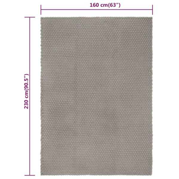 vidaXL Χαλί Ορθογώνιο Γκρι 160x230 εκ. από Βαμβάκι