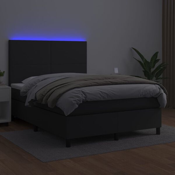vidaXL &Kappa;&rho;&epsilon;&beta;ά&tau;&iota; Boxspring &mu;&epsilon; &Sigma;&tau;&rho;ώ&mu;&alpha; & LED &Mu;&alpha;ύ&rho;&omicron; 140x190 &epsilon;&kappa;. &Sigma;&upsilon;&nu;&theta;. &Delta;έ&rho;&mu;&alpha;