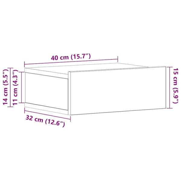 vidaXL Κομοδίνο Κρεμαστό Καπνιστή Δρυς 40 x 30 x 15 εκ. Επεξεργ. Ξύλο