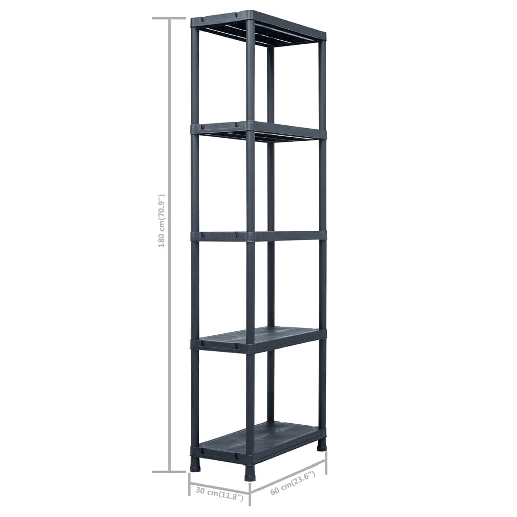 vidaXL Ραφιέρες 2 τεμ. Μαύρες 125 κ. 60 x 30 x 180 εκ. Πλαστικές