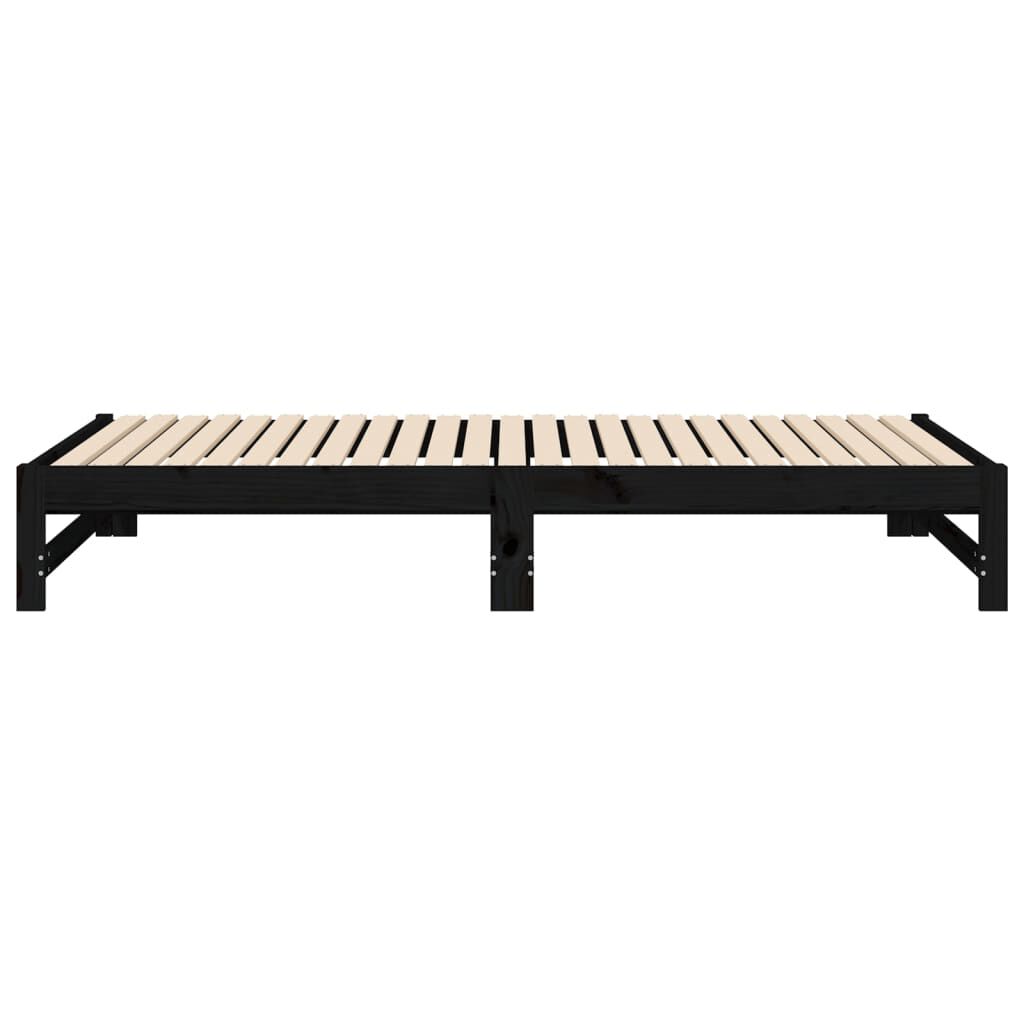 vidaXL Καναπές Κρεβάτι Συρόμενος Μαύρος 2x(100x200)εκ. από Μασίφ Πεύκο