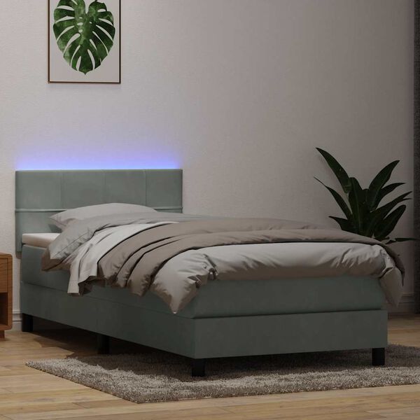 vidaXL &Kappa;&rho;&epsilon;&beta;ά&tau;&iota; Boxspring &mu;&epsilon; &Sigma;&tau;&rho;ώ&mu;&alpha; & LED &alpha;&nu;&omicron;&iota;&chi;&tau;ό &gamma;&kappa;&rho;&iota; 100x220 &epsilon;&kappa;. &Beta;&epsilon;&lambda;&omicron;ύ&delta;&iota;&nu;&omicron;