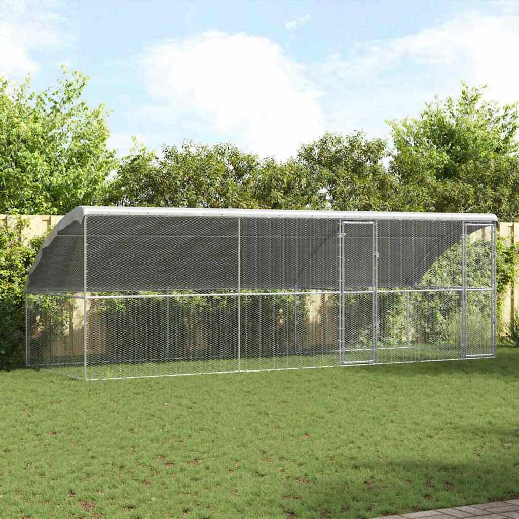 vidaXL Κλουβί για κότες Ασημί 600 x 200 x 198.5 εκ