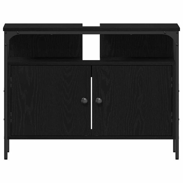 vidaXL Μονάδες Νιπτήρα Μπάνιου με πόρτα 3 pcs Μαύρο 80 x 30 x 60 cm