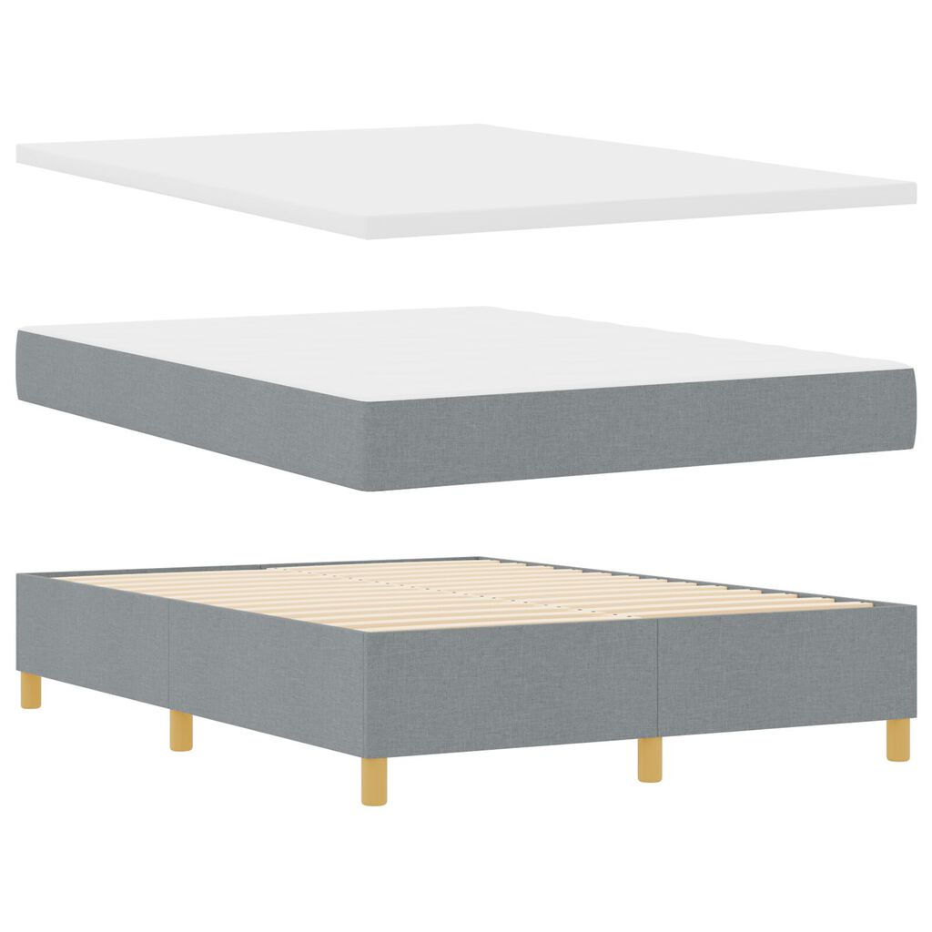 Κρεβάτι Box Spring με στρώμα και πάγκο vidaXL Ανοιχτό Γκρι 140x190 εκ Υφάσμα