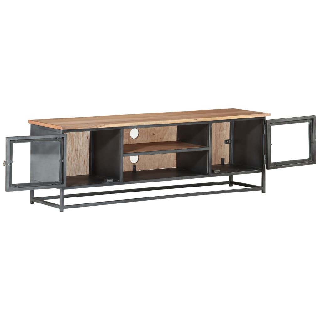 vidaXL Έπιπλο Τηλεόρασης Γκρι 120x30x40εκ. Μασίφ Ξύλο Ακακίας & Ατσάλι