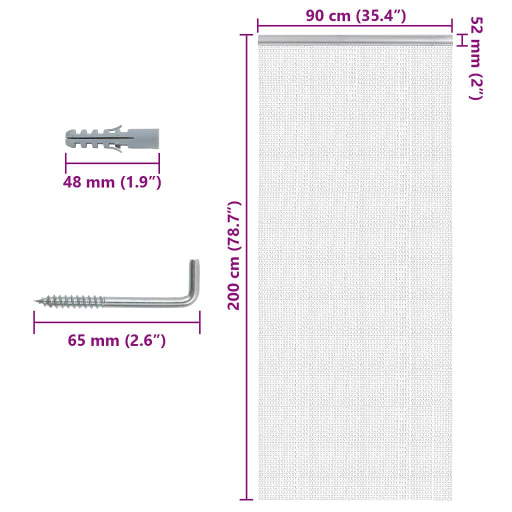 vidaXL Σήτα Πόρτας Αλυσιδωτή 90x200 εκ. από Αλουμίνιο