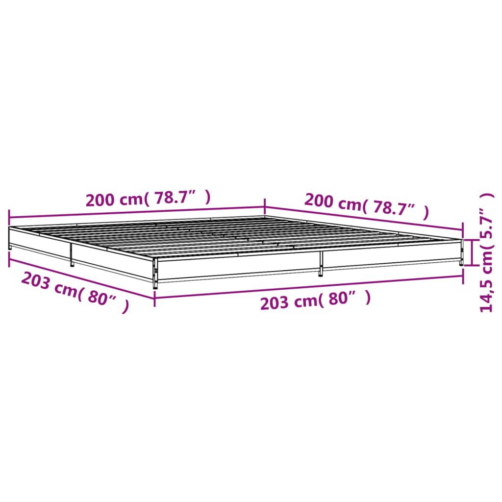 vidaXL Πλαίσιο Κρεβατιού Sonoma Δρυς 200x200 εκ. Επεξ. Ξύλο & Μέταλλο