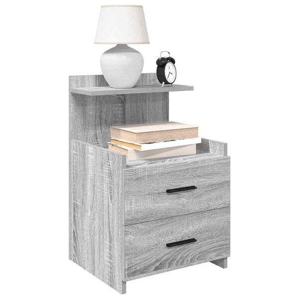 vidaXL Κομοδίνο με 2 Συρτάρια Γκρι Sonoma 40x36,5x62 εκ.