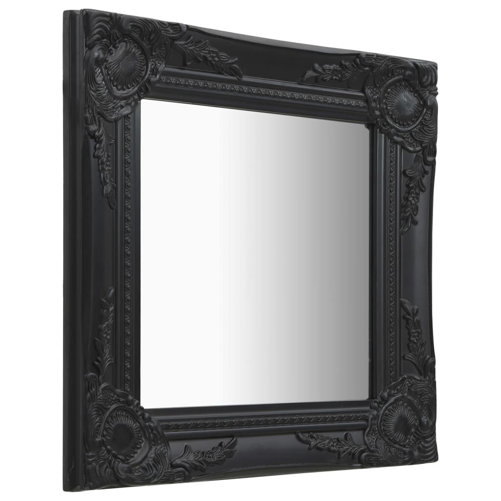 vidaXL Καθρέφτης Τοίχου με Μπαρόκ Στιλ Μαύρος 40 x 40 εκ.